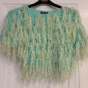 Rehab Lab Mint Fringe Knit Top
